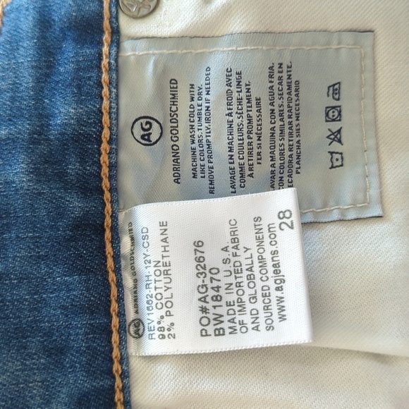 Adriano Goldschmiede The Jodi Crop High Rise Slim Flare Distressed Hem Jeans 28 - Picture 13 of 15